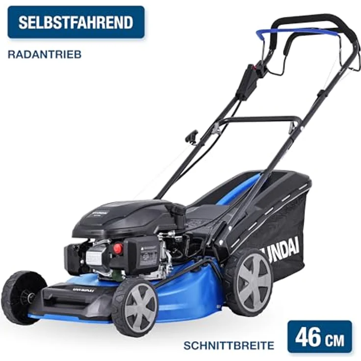 HYUNDAI Benzin-Rasenmäher LM4623G ES, Mäher/Mulcher mit Radantrieb & E-Start, 46 cm Schnittbreite, 3.9 PS Hyundai Motor, 65-Liter-Grasfangkorb – Bild 2