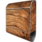 banjado Wandbriefkasten Stahl Holz (witterungsbeständig, pulverbeschichtet, mit Zeitungsfach), 39 x 47 x 14cm