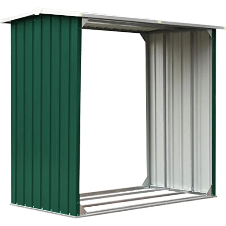 vidaXL Brennholzlager Kaminholzunterstand Brennholzregal Brennholzunterstand Kaminholzständer Holzlager Verzinkter Stahl 172x91x154cm Grün – Bild 1