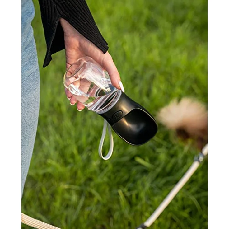 lionto 350ml Wasserflasche für Hunde tragbar auslaufsicher Trinkflasche für unterwegs Wasserspender, schwarz - Preisvergleich – Bild 3