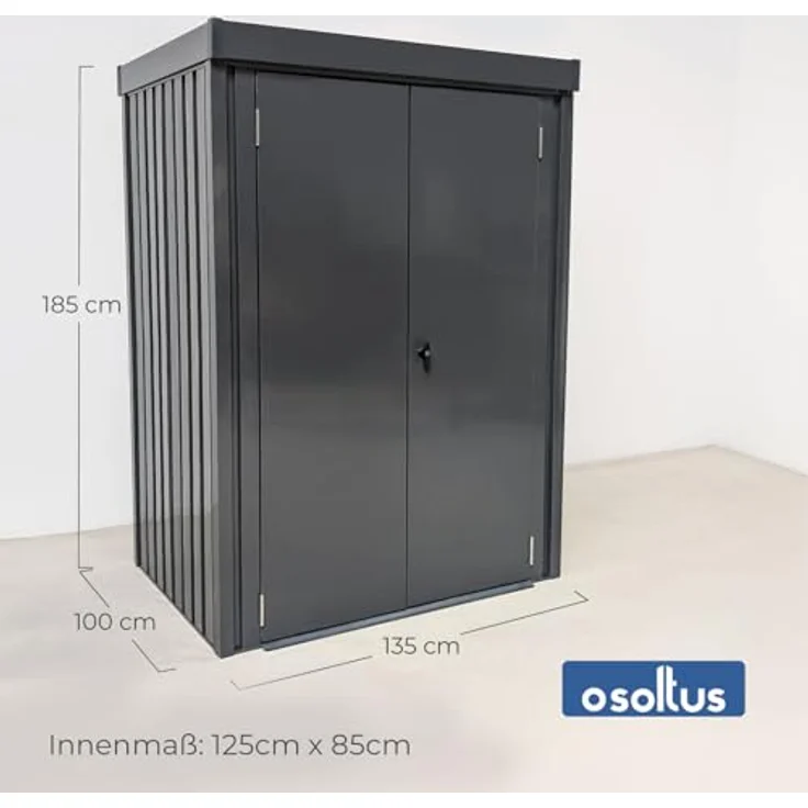 osoltus Premium Metall Gerätehaus 98cm x 133cm x 185cm, Optimaler Schutz vor Wind und Wetter, Anthrazit – Bild 3