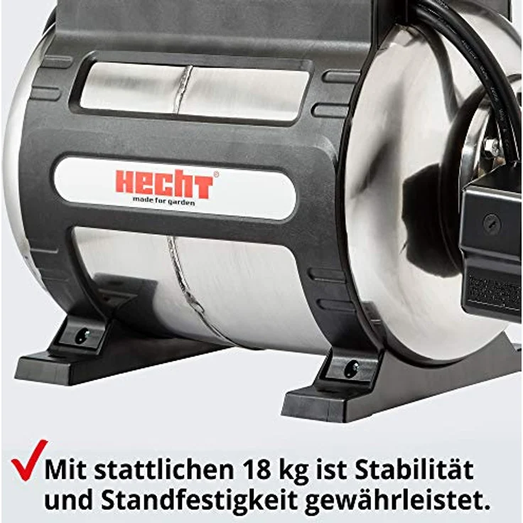 Hecht Hauswasserwerk 3331 INOX, 4.600 l/h, 1100W, Edelstahl, Druckschalter, 4,5bar, 45m Förderhöhe, 24L Tank – Bild 7