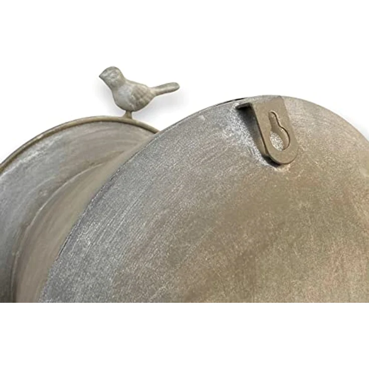 DanDiBo Vogelhaus zum Aufhängen, wetterfestes Metall mit Blumenkasten, grau/silber, Shabby Chic, 26 cm hoch – Bild 5