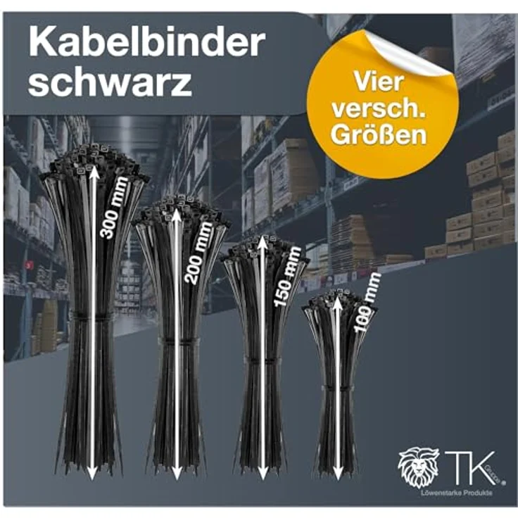toolmate® 500x Kabelbinder cable ties schwarz Set - kurz & lang - reißfest & UV beständig - diverse Längen - für Handwerk & Haushalt – Bild 2
