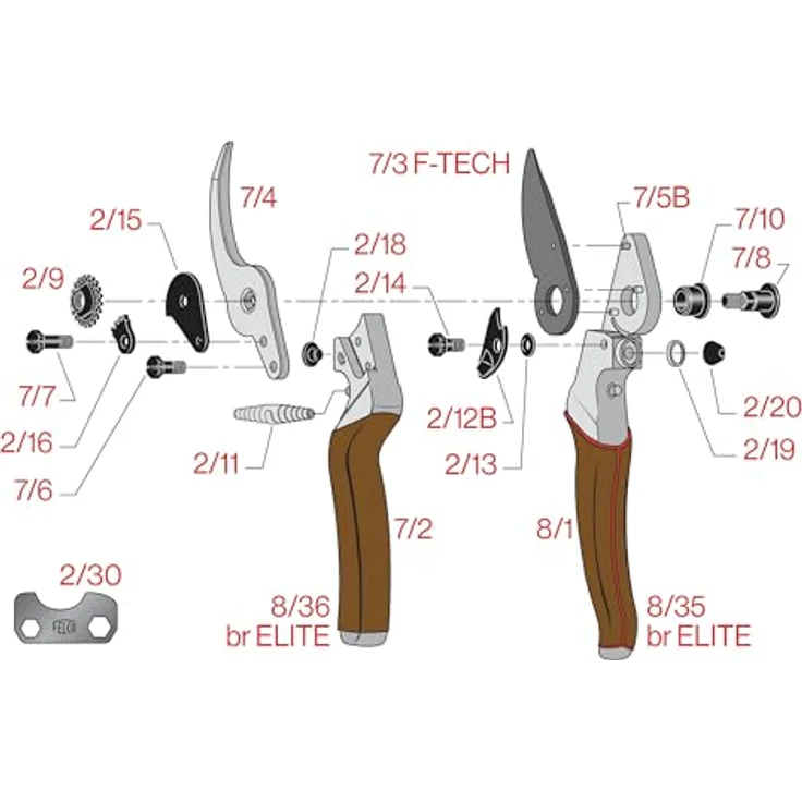 FELCO Baumschere FELCO 8 ELITE, Einhand-Astschneider mit 25 mm Schneidedurchmesser, ergonomische Ledergriffe, F-Tech-Beschichtung, schwarz – Bild 7