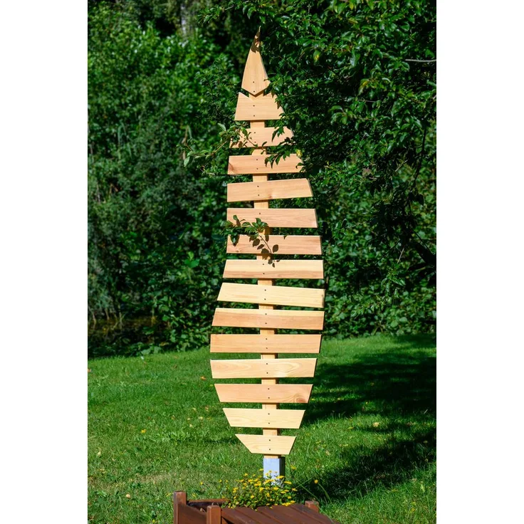 dobar Rankhilfe "Bambus", großes Design-Rankgerüst aus Massivholz und Metall, 49 x 6 x 197 cm, natur