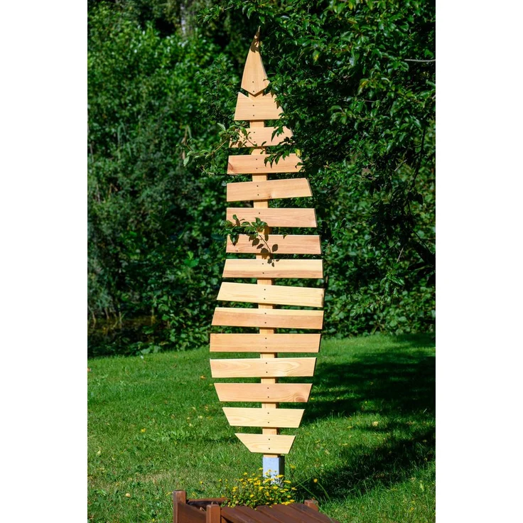 dobar Rankhilfe "Bambus", großes Design-Rankgerüst aus Massivholz und Metall, 49 x 6 x 197 cm, natur