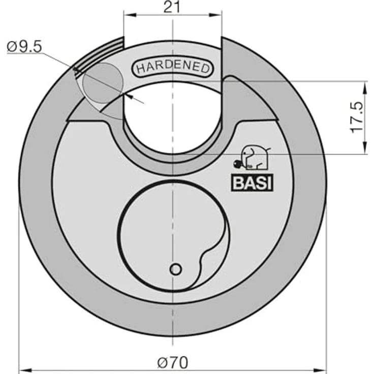 BASI - Rundbügel-Vorhangschloss - RVS 610W - 70 mm - Schwarz - Gleichschließend Nr. 2 – Bild 6
