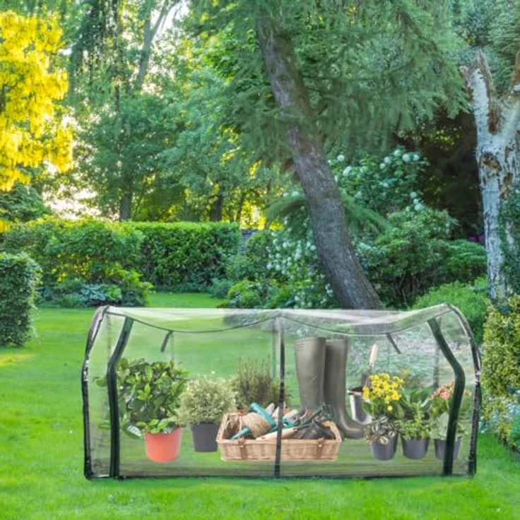 KINZO Tunnelgewächshaus 130 x 50 x 60 cm, wetterfestes Foliengewächshaus ohne Boden für Gemüse- und Pflanzenanbau, transparent – Bild 7