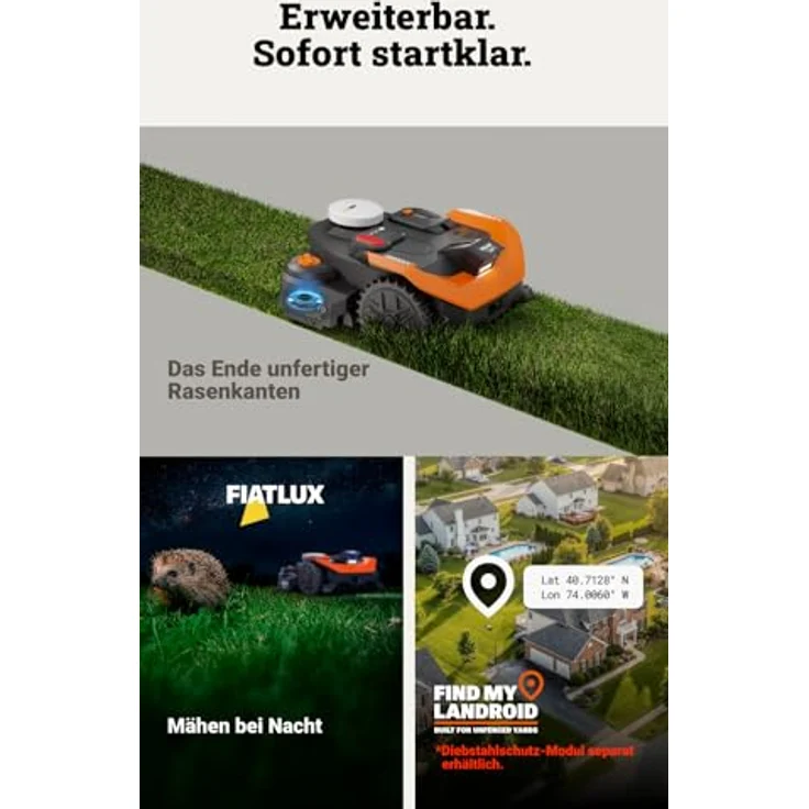 Worx Mähroboter L3000 WR330E Landroid Vision Cloud, Hinderniserkennung in Echtzeit, für Rasenflächen bis 3.000 m², mit RTK-Navigation und Cut-to-Zero-Modul – Bild 8