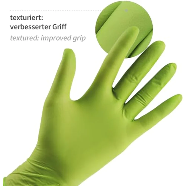 FRANZ MENSCH Hygostar Nitrilhandschuhe Safe Light | puderfrei, grün, 9/L, 24cm, 100 Stück, Einmalhandschuhe – Bild 5