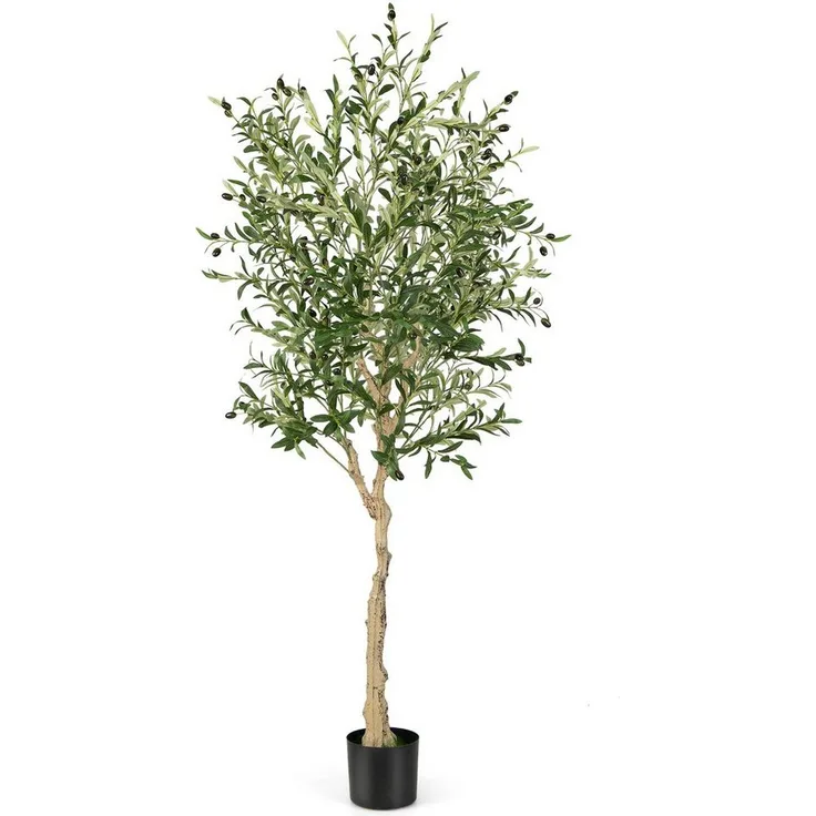 COSTWAY Kunstpflanze Olivenbaum, Höhe 182 cm, 1er, 72 Früchte, grün
