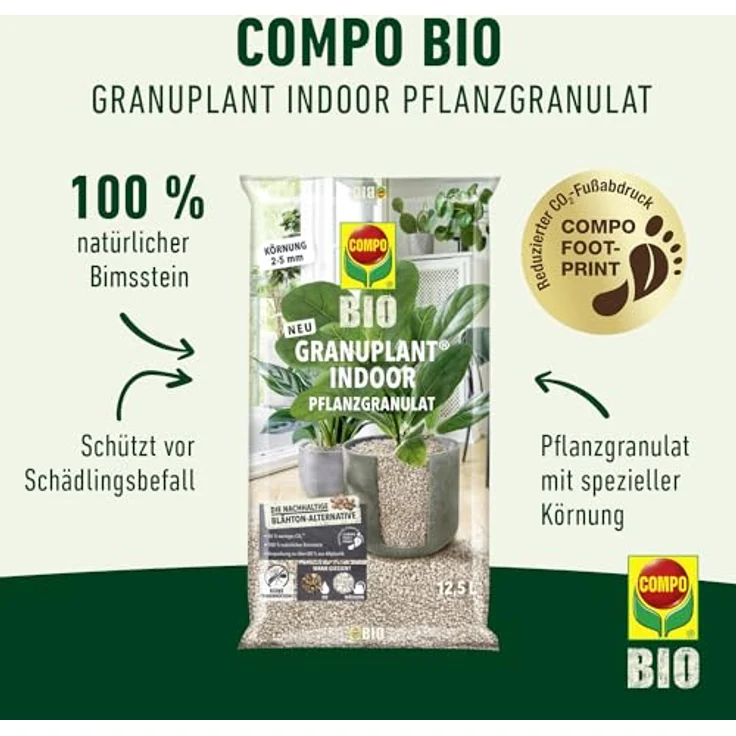 COMPO Bio GRANUPLANT Indoor Pflanzengranulat - 100% natürliches Bimsgranulat, Körnung 2-5 mm, 12,5 L – Bild 2