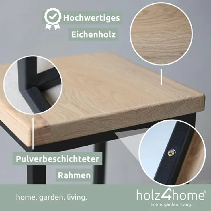 holz4home® Blumenständer Blumenständer, X-Streben - Eiche hellgrau/Schwarz, Loft-/Industrial-Style – Bild 5