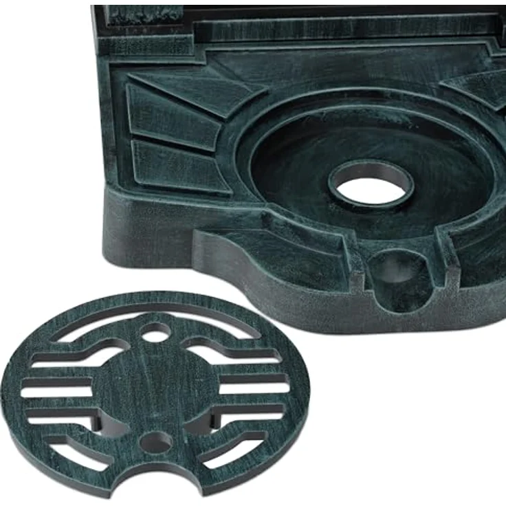 relaxdays Gartenbrunnen Standbrunnen im Engel-Design, Grau, mit Wasserhahn und Becken, nostalgisches Antik-Design – Bild 5