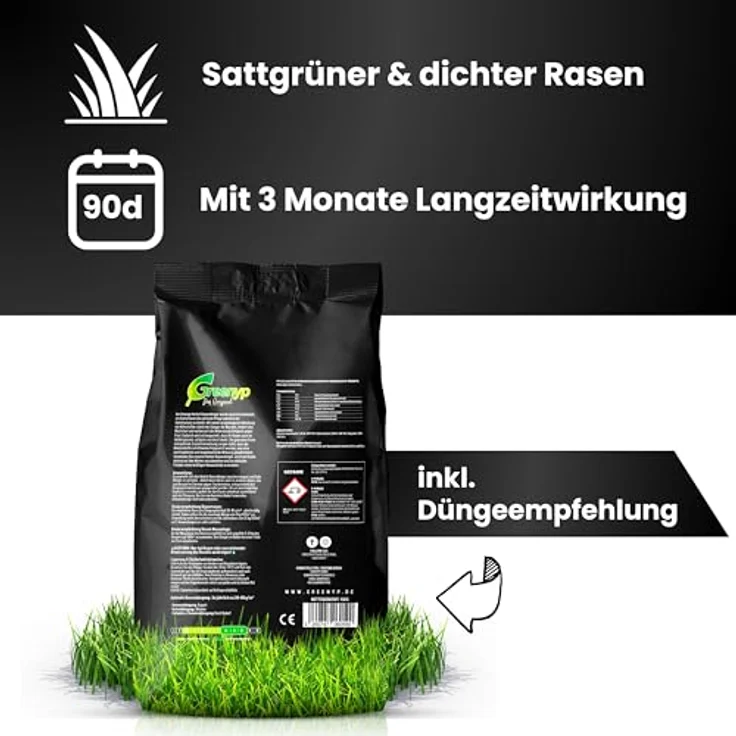 Greenyp Langzeit Rasendünger Frühjahr, 10kg für 300m² mit Langzeitwirkung & Depotwirkung, NPK 12+6+7, verhindert Moosbildung – Bild 2