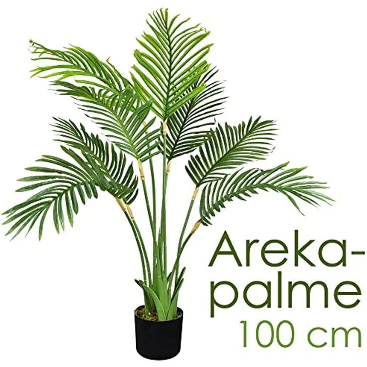 Decovego Arekapalme, Künstliche Palme 100 cm hoch, Kunstpflanze für Innen- und Außenbereiche, hochwertige Kunststoff-Deko – Bild 2