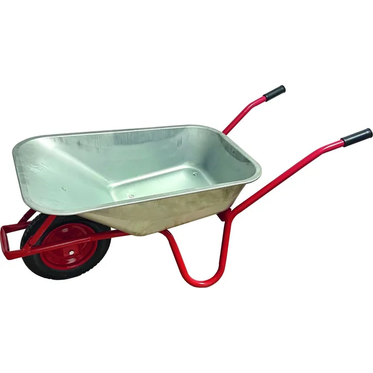 pro-bau-tec Gartenschubkarre 85L Basis, Tragkraft 120 kg, verzinkte Stahlmulde mit Muldenstützbügel