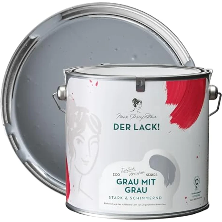MissPompadour Holzfarbe Grau 2,5L Seidenmatt, witterungsbeständige Möbelfarbe für Innen & Außen – Bild 1