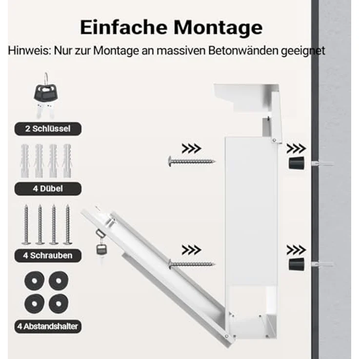 Moderner Design Briefkasten V19 Weiß Wandbriefkasten pulverbeschichtet Zeitungsrolle – Bild 9