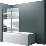 doporro 120x140 cm Design-Duschwand für Badewanne Badewannenaufsatz Duschabtrennung 6mm ESG-Sicherheitsglas inkl. NANO-Beschichtung Badewannenfaltwand