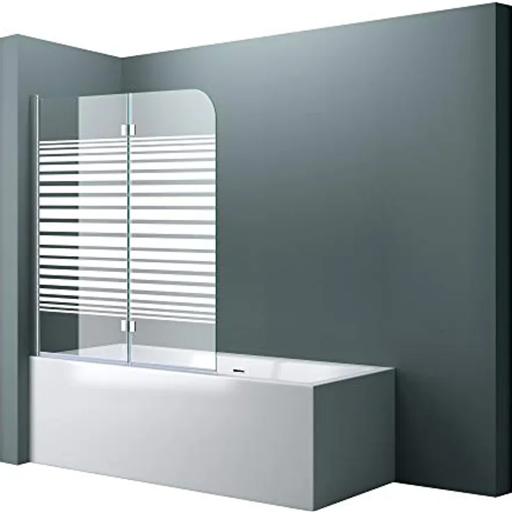 doporro 120x140 cm Design-Duschwand für Badewanne Badewannenaufsatz Duschabtrennung 6mm ESG-Sicherheitsglas inkl. NANO-Beschichtung Badewannenfaltwand