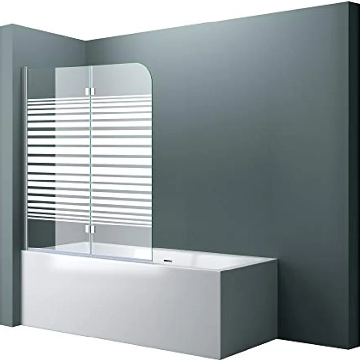 doporro 120x140 cm Design-Duschwand für Badewanne Badewannenaufsatz Duschabtrennung 6mm ESG-Sicherheitsglas inkl. NANO-Beschichtung Badewannenfaltwand – Bild 1