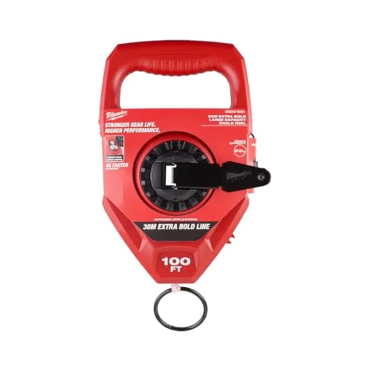 Milwaukee Schlagschnur 30 m, Maurerzubehör mit Line Lock, 2 mm dicke Schnur für optimale Sichtbarkeit