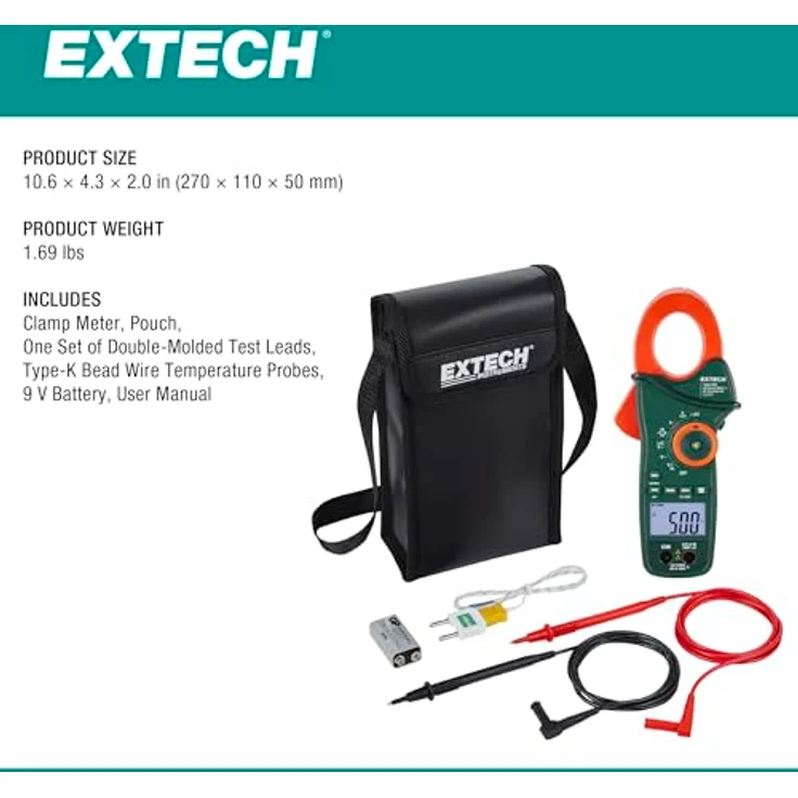 Extech Spannungsprüfer Extech EX820A Stromzange digital IR-Thermometer CAT IV 600 V A – Bild 8