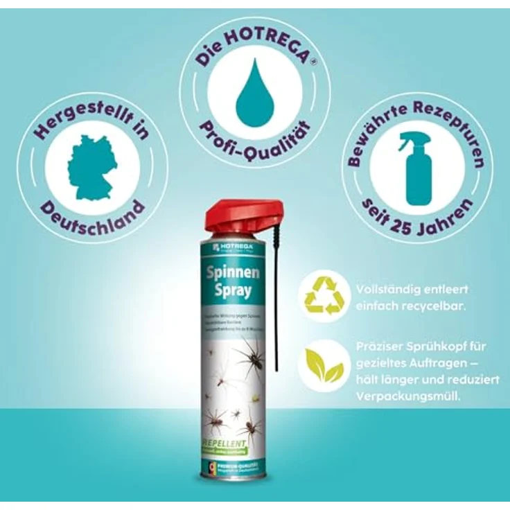 HOTREGA Spinnen Spray 600 ml, zuverlässige Spinnenabwehr mit Langzeitwirkung bis zu 8 Wochen und natürlichen Wirkstoffen – Bild 5