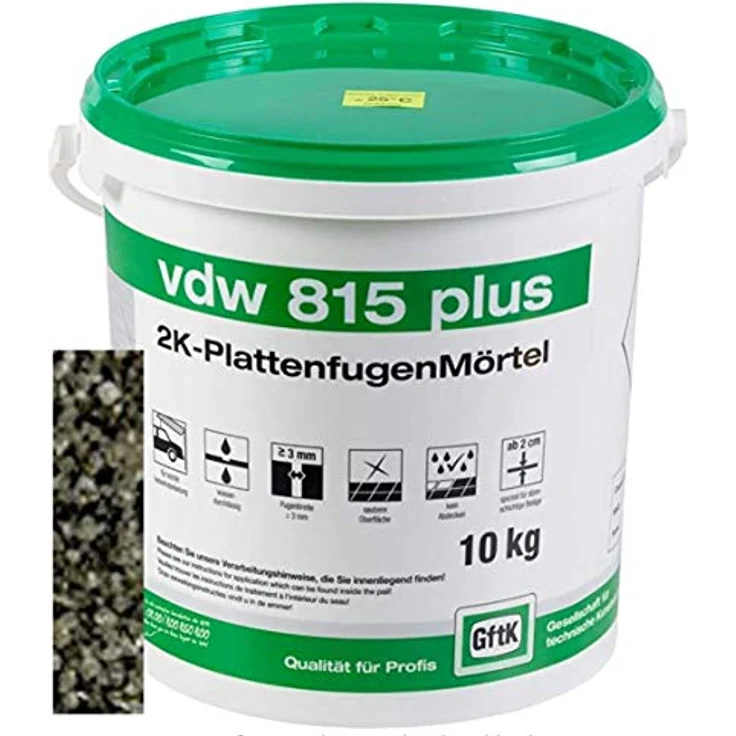vdw 815 plus 2K-Fugenmörtel 10kg Steingrau – Bild 2