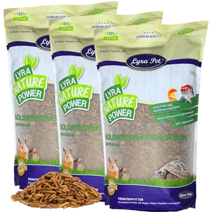 Lyra Pet® Soldatenfliegenlarven getrocknet, 15 kg, reich an Kalzium & Proteinen, energiereiches Futter für Vögel, Fische, Nager & Reptilien – Bild 1