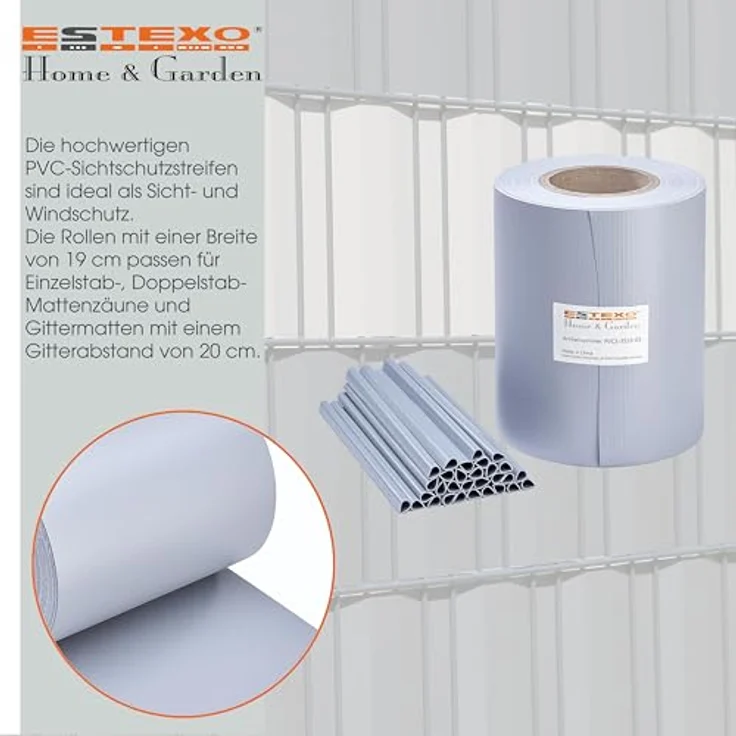 Sichtschutzstreifen Sichtschutz Zaunblende PVC Folie Zaunfolie Doppelstabmatten Grau – Bild 8