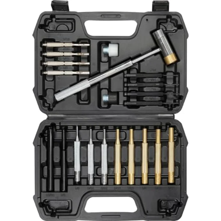YATO 21er Satz Splintentreiber Durchschläger Durchschlag Splint Treiber + Stahlhammer + Koffer, für feinmechanische Werkstätten, Uhrmacher und Juweliere – Bild 1