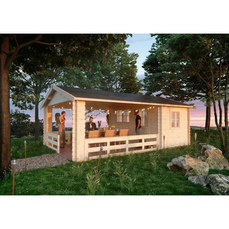 Skanholz Gartenhaus Alicante 2, BxT: 420x603 cm, (Set), naturbelassene Fichte, mit Satteldach und 3 Dreh-/ Kippfenstern