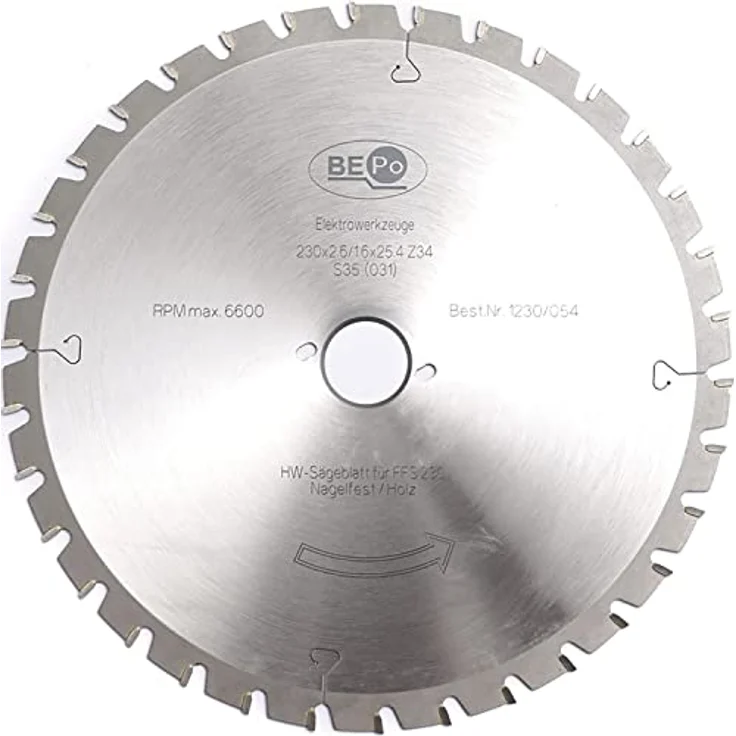 BEPO Sägeblatt HW nagelfest, passend zu BEPo-Montagefräse FFS 230, 230mm, 34 Zähne – Bild 1