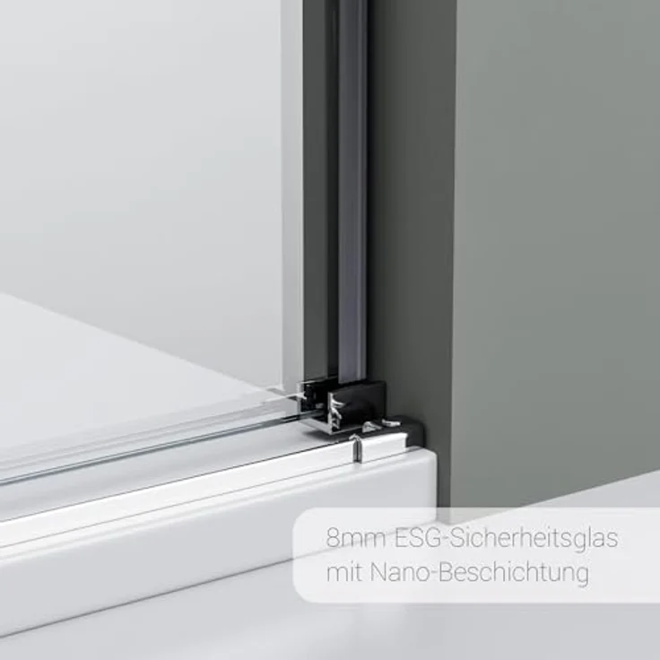 NEXTREND Nischendusche DX906 FLEX, Schiebetür mit Soft-Close-Technik, 8 mm Nano Echtglas, Breite wählbar, Chrom, Höhe: 195 cm – Bild 2
