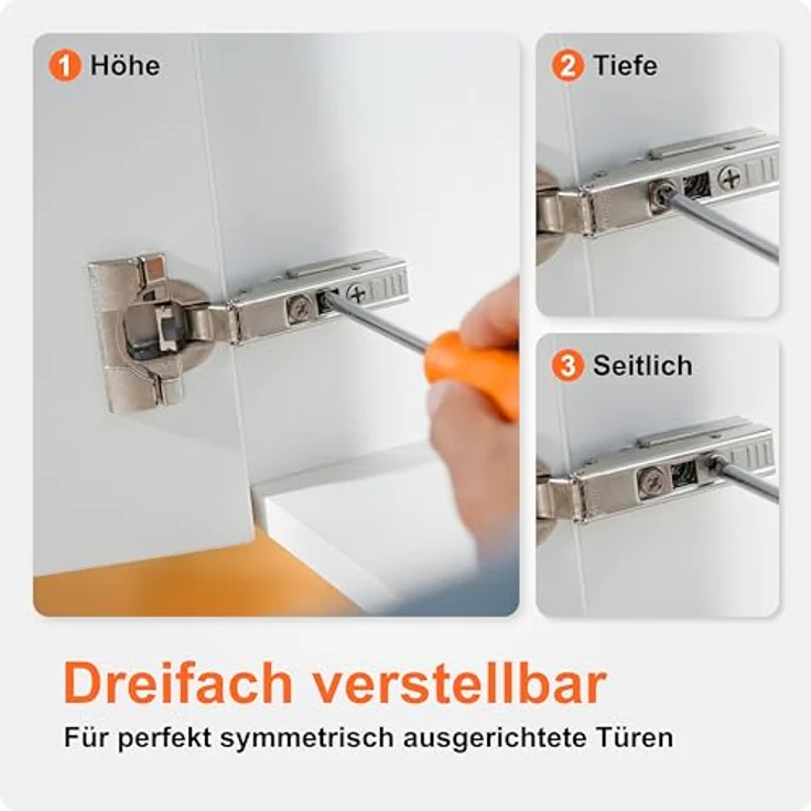 BLUM CLIP top BLUMOTION Möbelscharnier 110°, Softclose Topfscharnier 35mm, vernickelt, mit 3D Fronteinstellung und Kreuzmontageplatte – Bild 5