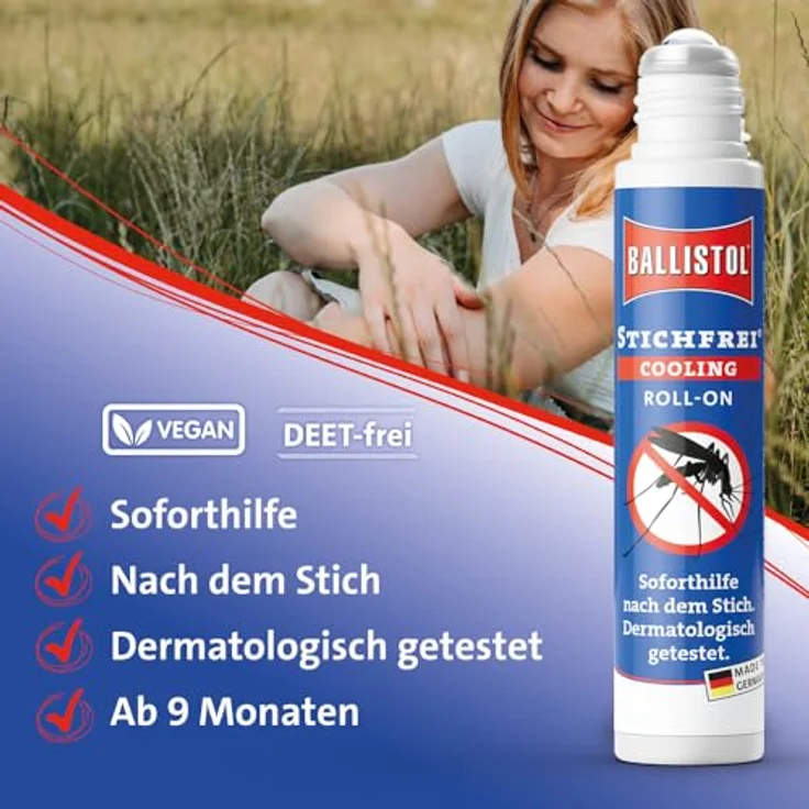 Ballistol Stichfrei Cooling Roll-On 10ml, Insektenstichheiler mit natürlicher Pflege und sofortiger Kühlung für empfindliche Haut – Bild 4