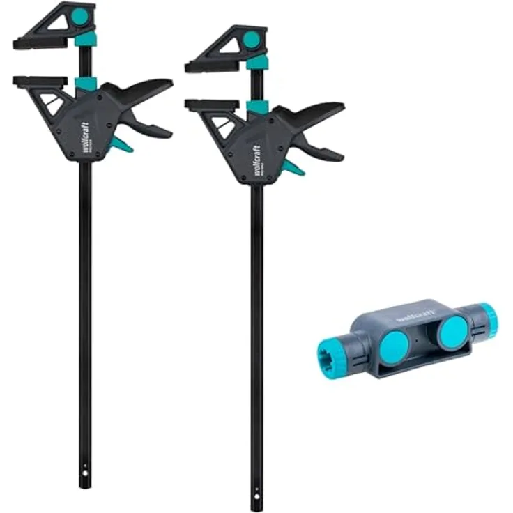 wolfcraft XL Einhandzwingen-Set PRO MAX I 8663060 I 250 kg Spannkraft für höchste professionelle Ansprüche I inkl Connector I Spannweiten von bis zu 1.060 mm I Made in Europe