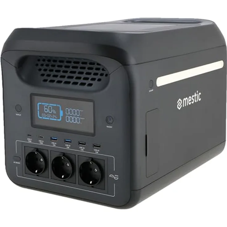 Mestic MISTIC STORM MPS-1800, Power Station mit 1800 W Nennleistung, 1226 Wh LifePO4 Batterie, 22 kg
