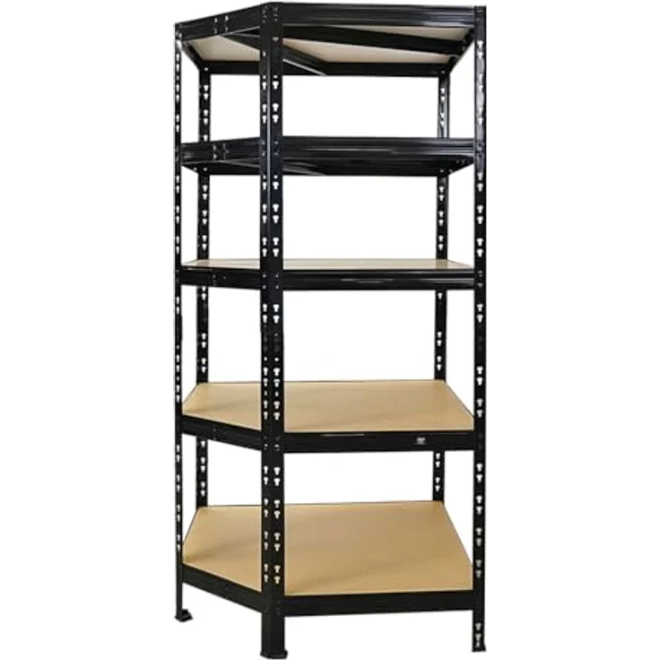 Proregal Eckregal Tiger, 180 x 90 x 60 cm, 5 höhenverstellbare Fachböden, Traglast 175 kg pro Boden, Schwarz – Bild 7