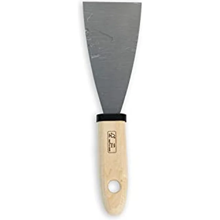 A.S. Création Malerspachtel mit Holzgriff Gipser-Spachtel aus Edelstahl zum Tapeten entfernen und Renovieren silberfarben 6 cm breit 909010 – Bild 1