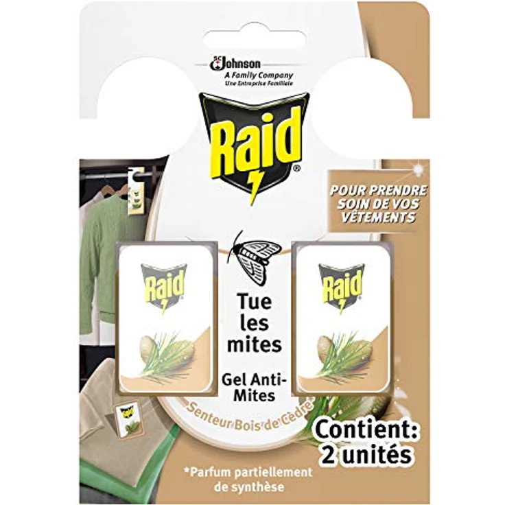 Raid (Paral) Motten-Gel, Mottenschutz für den Kleiderschrank, Mottenfalle mit Zedern-Duft, 3er Pack (3 x 2 Stück) – Bild 2