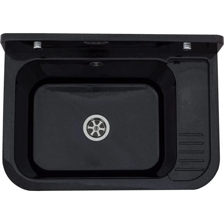 QLS Küchenspüle Vigo, Kunststoff-Spülbecken, 50 x 34 cm, Ausgussbecken für draußen Garten Werkstatt, Polypropylen, Weiß