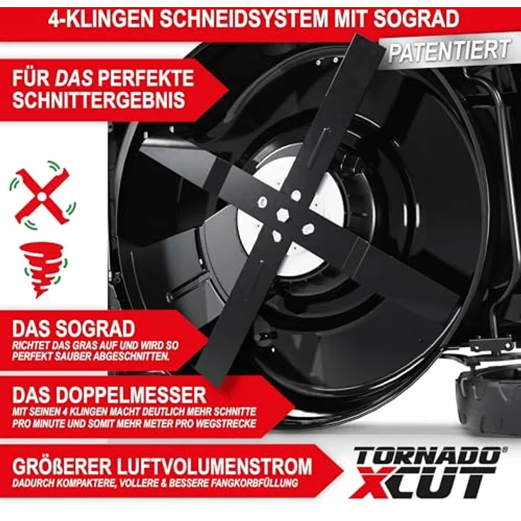 Onbest Benzin Rasenmäher 5IN1, 6,5 PS, 196 ccm, E-Start, 53 cm Schnittbreite, 60L Fangkorb, Radantrieb, Seitenauswurf – Bild 2