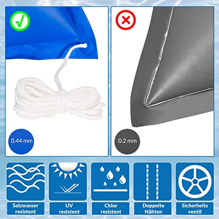 Monzana Poolkissen bis -20°C Winter XL Luftkissen XXL inkl. Seil PVC Doppelnaht Sicherheitsventil Ösen Pool Abdeckung Überwinterung - Preisvergleich – Bild 2