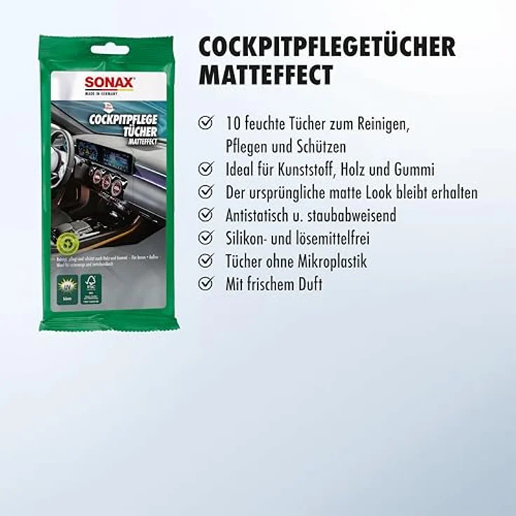 SONAX 04158000  CockpitPflegeTücher Matteffect 10 Stück – Bild 3
