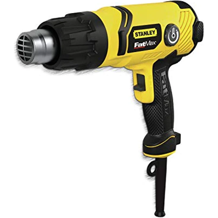 Stanley FatMax Heissluftpistole (2.000 Watt, mit Abschaltautomatik, 2 Temperaturstufen (50-450 / 70-600 °C), stufenlose Temperatureinstellung, inkl. 8-tlg. Düsen- und Schaberset, Koffer), Schwarz – Bild 2