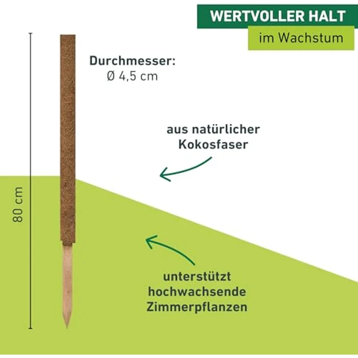 Windhager Pflanzstab Kokos, Rankstab Rankhilfe Blumenstab Kokosstab, zur Dekoration, aus natürlicher Kokosfaser, verlängerbar, 80 cm, 05662 – Bild 3